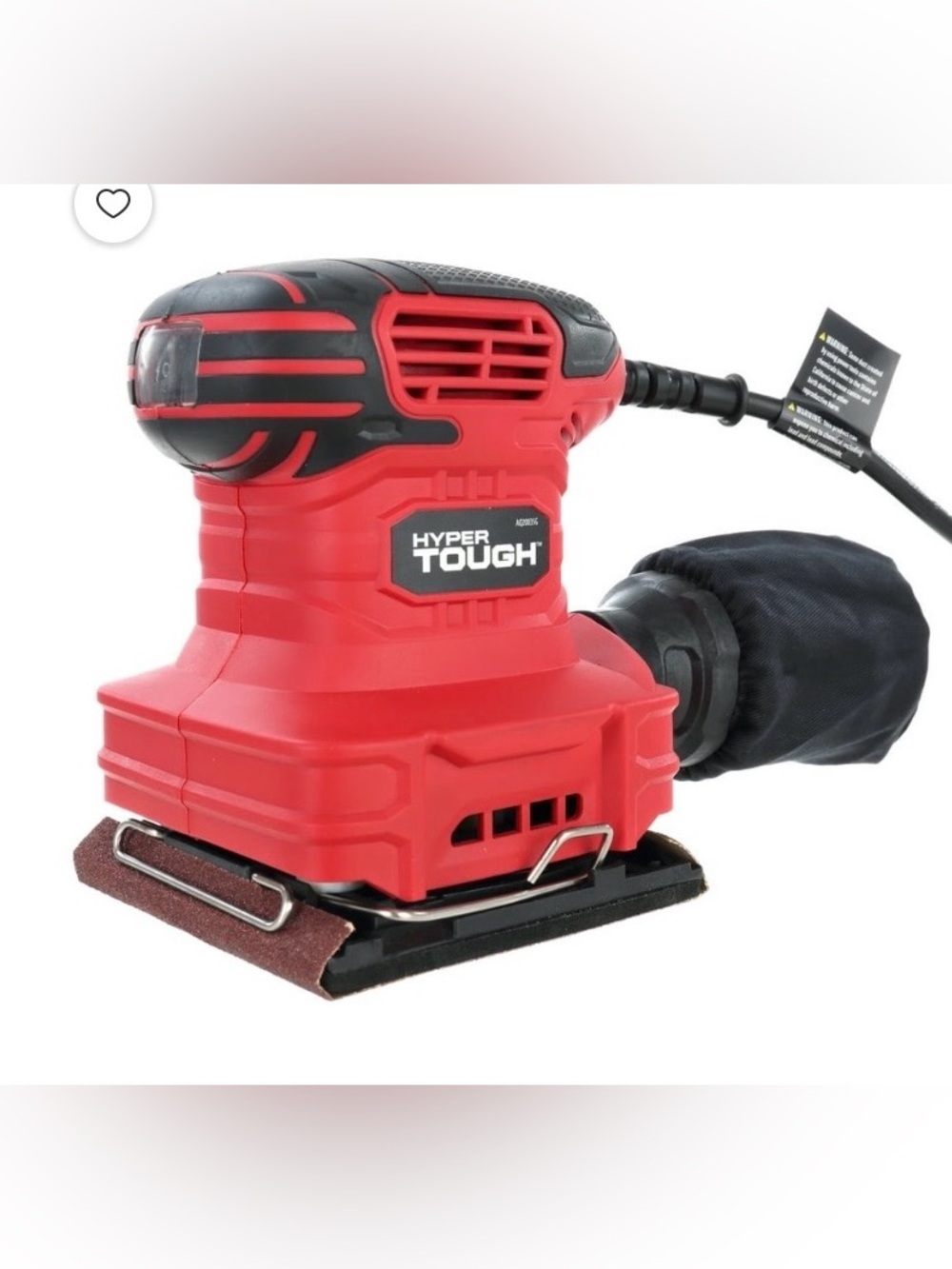 Hyper tough 2 amp corded 1/4 sheet palm sander with dust bag & vacuum hose adapt